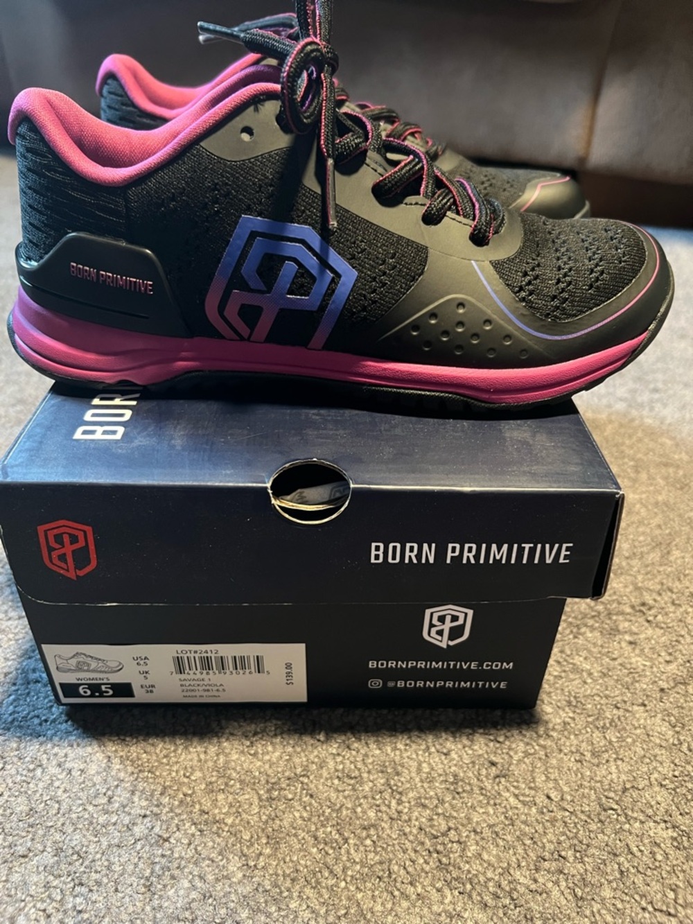 NWT!! Born Primitive Women's Black & Pink Training Shoes, size 6.5